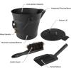 imagePure Garden Ash Bucket  Metal Bucket with Lid 211Gallon Broom and Shovel for Fireplace or Firepit Ashes  Fireplace Tools Black  1 Count