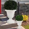 imagePure Garden Outdoor Planter 2Pack  Large and Small Urn Planters  Plastic Plant Pots for Indoor Outdoor or Front Porch Decor White