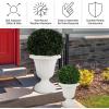 imagePure Garden Outdoor Planter 2Pack  Large and Small Urn Planters  Plastic Plant Pots for Indoor Outdoor or Front Porch Decor White