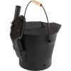 imagePure Garden Ash Bucket  Metal Bucket with Lid 211Gallon Broom and Shovel for Fireplace or Firepit Ashes  Fireplace Tools Black  1 Count