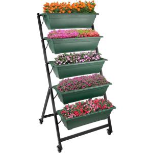 imagePure Garden Raised Garden Beds  5 Tier Vertical Garden Planter  Planters for Outdoor Plants  Gardening and Greenhouse Accessories Green
