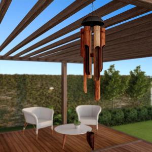 imagePure Garden 50LG1050 Metal and Wood Wind Chimes Bronze FinishBamboo Finish