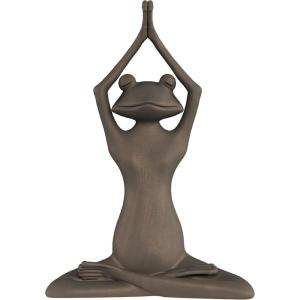 imagePure Garden Stretching Yoga Frog Lawn and Garden Dcor Bronze
