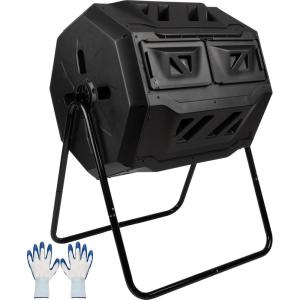 imageCompost Tumbler  43Gal Compost Bin with Dual Chambers 360Degree Rotating Design and Garden Gloves Included  Homesteading Supplies by Pure Garden