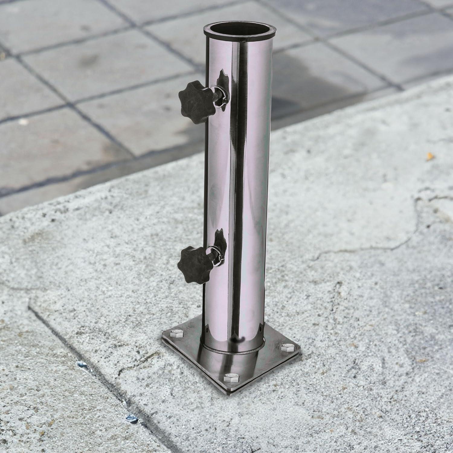 imagePure Garden Deck Umbrella Base  Adjustable Inground Umbrella Stand for 12522in Diameter Pole  Flagpole Holder or Patio Umbrella Stand Silver
