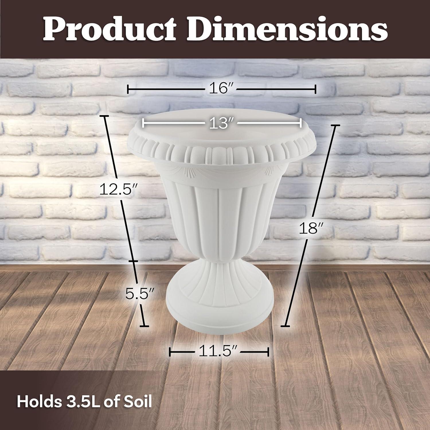 imagePure Garden Outdoor Planter 2Pack  16x18Inch Urn Planters  Plastic Plant Pots for Indoor Outdoor or Front Porch Decor  Flower Pots BrownWhite