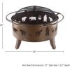 imagePure Garden 50LG1202 32 Outdoor Deep Fire PitRound Large Steel Bowl with Bear Cutouts Mesh Spark Screen Log Poker ampamp Storage CoverPatio Wood Burning Antique Gold