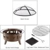 imagePure Garden 50LG1202 32 Outdoor Deep Fire PitRound Large Steel Bowl with Bear Cutouts Mesh Spark Screen Log Poker ampamp Storage CoverPatio Wood Burning Antique Gold