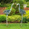 imagePure Garden Standing Crane Garden Statue Set of 230 and 32InchTall Metal Yard Art Crane Statues for Outdoor Decor  Yard Crane Garden Sculptures ampamp Figures Lawn Ornaments for Patio or Pond