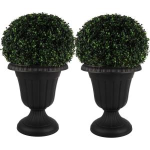 imagePure Garden Outdoor Planter 2Pack  16x18Inch Urn Planters  Plastic Plant Pots for Indoor Outdoor or Front Porch Decor  Flower Pots BrownBlack