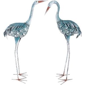 imagePure Garden Standing Crane Garden Statue Set of 230 and 32InchTall Metal Yard Art Crane Statues for Outdoor Decor  Yard Crane Garden Sculptures ampamp Figures Lawn Ornaments for Patio or Pond