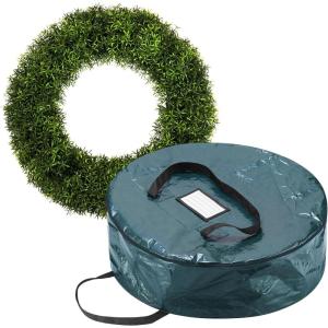 imagePure Garden Front Door Wreath and Storage Bag  21Inch Artificial Fern Wreath and Zippered Tote with Handles  Farmhouse Greenery Dcor20 Foxtail Fern  Blue Bag