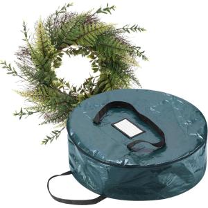 imagePure Garden Front Door Wreath and Storage Bag  21Inch Artificial Fern Wreath and Zippered Tote with Handles  Farmhouse Greenery Dcor21 Fern  Blue Bag