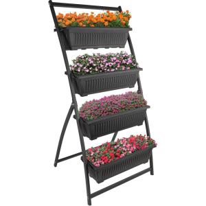 imagePure Garden Raised Garden Beds  4 Tier Vertical Garden Planter  Planters for Outdoor Plants  Gardening and Greenhouse Accessories Black
