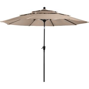 imagePure Garden 10 Ft Patio Umbrella  3Tiered Sunshade with Push Button Tilt and EasyOpen Crank  Outdoor Umbrella for Deck or PoolBeige