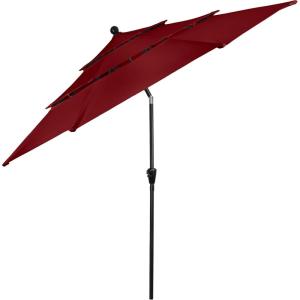 imagePure Garden 10 Ft Patio Umbrella  3Tiered Sunshade with Push Button Tilt and EasyOpen Crank  Outdoor Umbrella for Deck or PoolRed