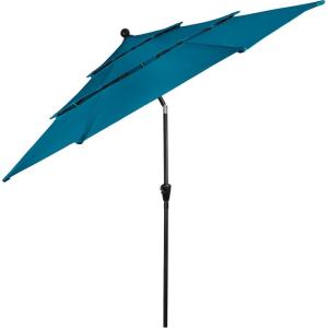 imagePure Garden 10 Ft Patio Umbrella  3Tiered Sunshade with Push Button Tilt and EasyOpen Crank  Outdoor Umbrella for Deck or PoolTeal