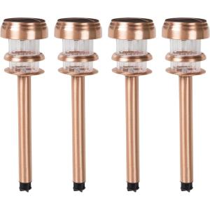imageOutdoor Solar Lights  4Pack StainlessSteel LED Lights for Gardens Pathways and Patios  WeatherResistant Stake Lights by Pure Garden SilverCopper